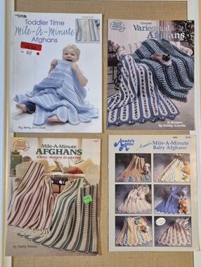 Vintage 1990's/2002 Lot Of 4 Mile-A-Minute Crochet Pattern Books